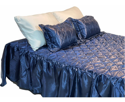 Quilted 2-Seat Satin Bedspread + 2 Filled Pillows 52