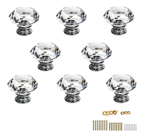 Sumnacon 8 Pcs 1.2 Inch Clear Crystal Glass Door Knobs 0