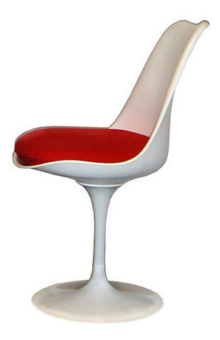 Tushop Tulip Chair - White Design with Upholstered Red Seat 1