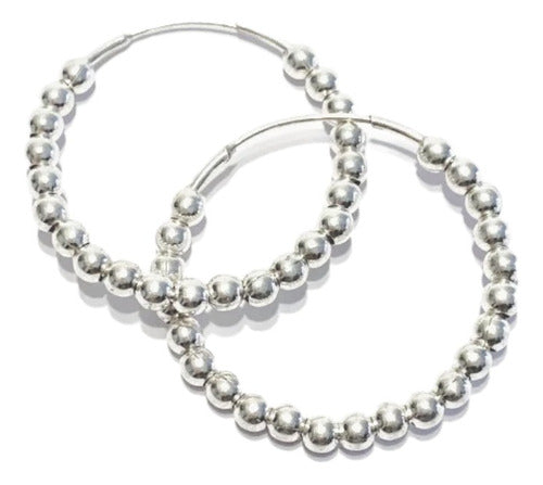 Paterson Joyería Argolla Earrings with Beads in 925 Silver - 2.5cm 0