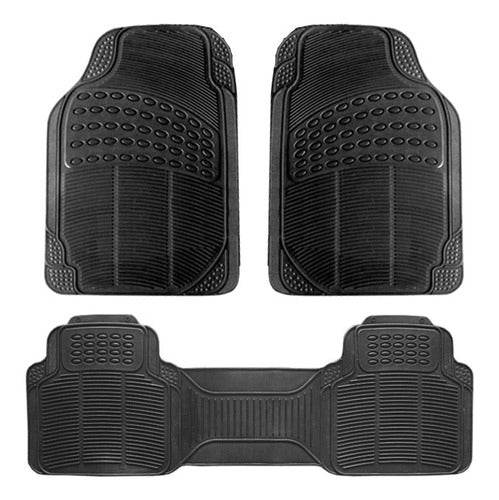 Thick Black PVC Rubber 3-Piece Car Floor Mat Cover 0