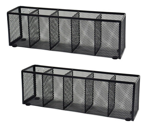 Flytreal Black Mesh Pencil Holder 2 Pieces 5 Grids 0