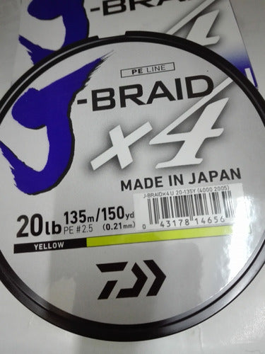 Daiwa Multifilamento J Braid X4 20lbs 0.21mm 135mts Yellow 0