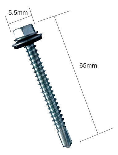 Tornillo Para Techo Chapa C/ Mecha 5.5mm X 65mm 100 Unidades 1