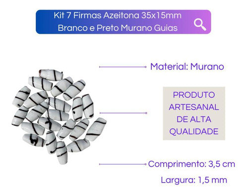 Kit 7 Firmas Azeitona 35x15mm Murano Guias - Escolha A Cor 1