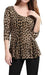 Allegra K Peplum Top with Leopard Print Round Neck 2