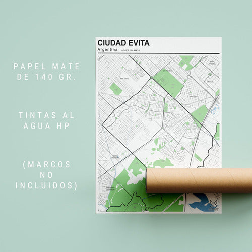 Andesmapas Mapa Ciudad Evita 80x61 Cm 3