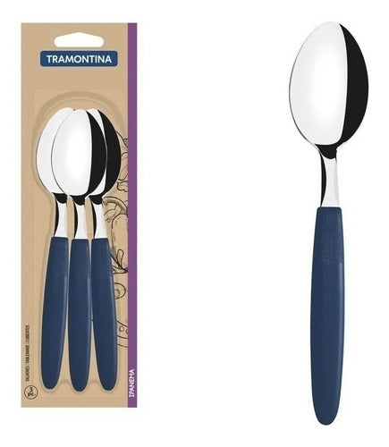 Set of 12 Blue Tramontina Ipanema Plastic Handle Spoons 0