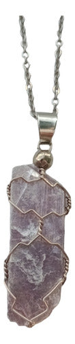 Surgical Stainless Steel Necklace with Kunzite Stone Pendant 0