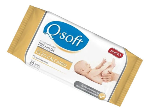 Kit Toallitas Húmedas Oleo Calcáreo Q-soft 40u X3 3