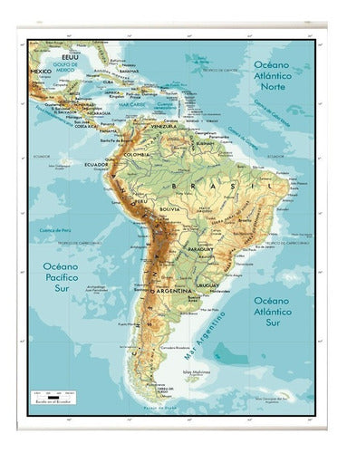 Colores Australes Mapa De Sudamérica Físico En Lona De 75 X 110 Cms 1