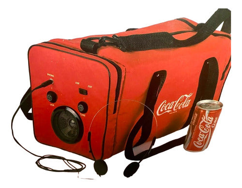 Vintage Coca-Cola Radio with Built-In Thermal Bag and Small Headphones 0
