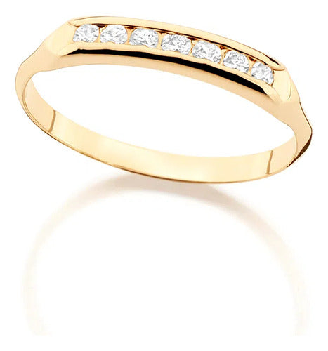 Rommanel Anillo De Oro 18k Laminado Mujer Zircon Compromiso Parejas 0