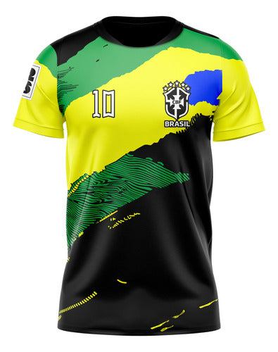 Brazil Football Shirt Neymar 10 Conceptual Sublimated Tee 0