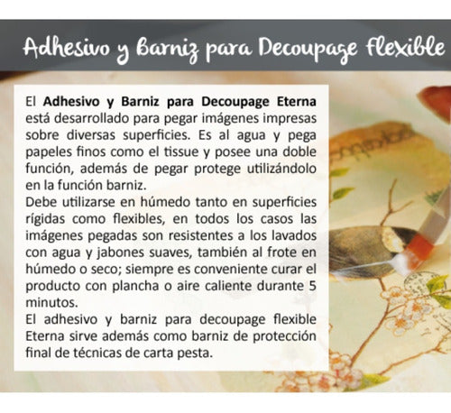 Eterna Adhesivo Y Barniz Decoupage Flexible X 60 Ml 1