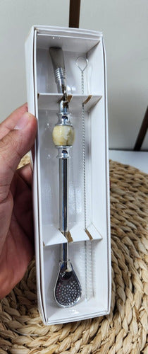 Detachable Stainless Steel Yerba Mate Straw with Stone Detail + Cleaner in Box 5