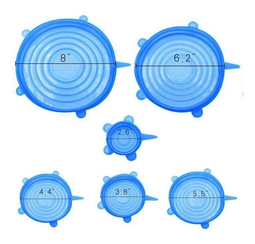 Set of 6 Silicone Lids for Fruits, Vegetables, and Jars 7