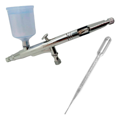 Double Action Gravity Feed Airbrush with Long 3ml Dropper 2 Cups 0