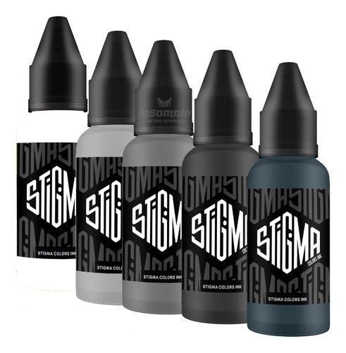 Stigma Colors Ink Tattoo Ink Set Grays and White Premium 0