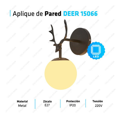 Modern Black LED Wall Light E27 Sphere Deer 2