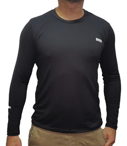 Sportcom Men's Thermal Micropolar Black Long Sleeve T-Shirt 3