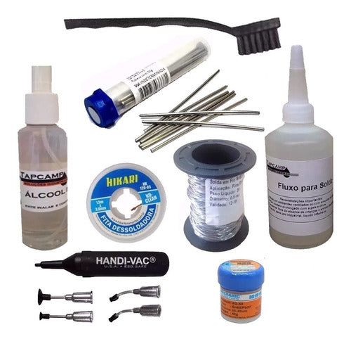 Kit Salva Chip Malha Fluxo Dessolda Solda Xg50 Pinça Vacuo 0