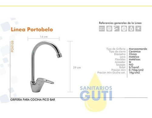 Hydros Kitchen Lavatory Faucet Portobelo Swan Neck 2