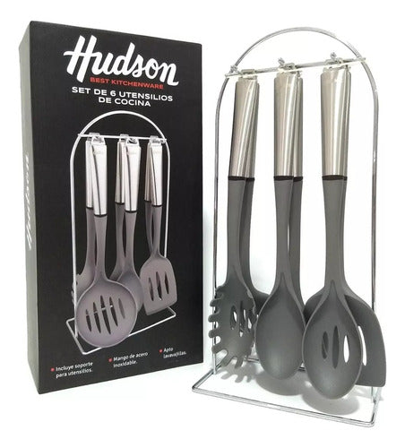 Juego 6 Utensillos Nylon Acero C/soporte Hudson 0