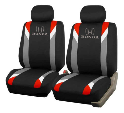 AUTOPLUS Accesorios Gray Red Fabric Cover + Seat Belt Covers + Waste Bag for Honda 1