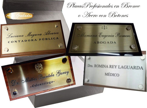 Placa Profesionales En Bronce O Acero Con Botones 0