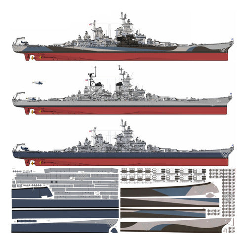 MODELO PARA IMPRIMIR Uss Missouri (BB-63) X3 1:200 / Papercraft 0