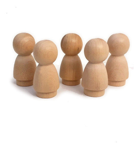 50 Muñecos De Madera Peg People Waldorf Para Pintar - 3.8cm 0