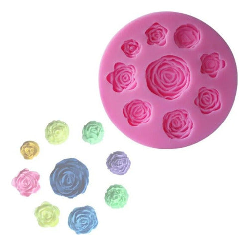 Doctor Glitter Silicone Mold - 9 Different Roses - Pink 0