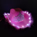 Cowboy Cowgirl LED Light-Up Hat with Feathers and Crown - White or Pink 7