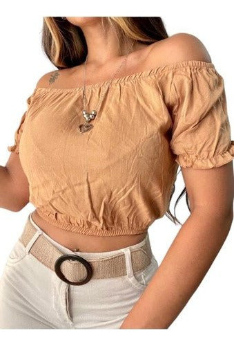 Strapless Paisana Style Linen Top Trendy Colors Fashion 53