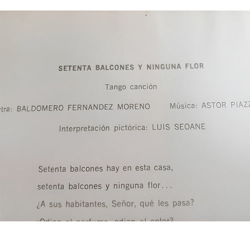 Lámina Tango  Setenta Balcones & Ninguna Flor , Arte & Letra 2