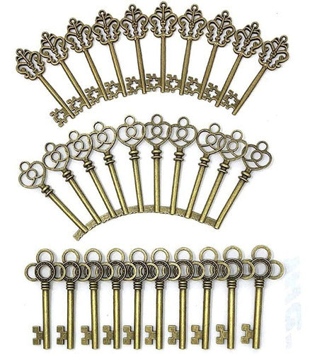 Jialeey Vintage Large Skeleton Key Set - 30 Pcs - 57mm & 63mm 0