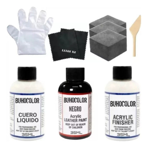 Leather Liquid Repair Kit: Paste + Ink + Sealer + Spatula + Instructions 0