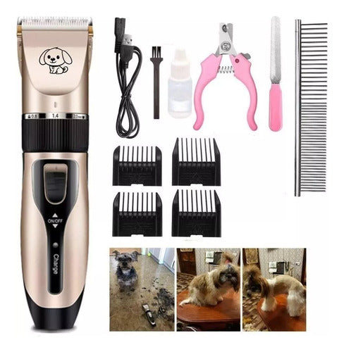 Pet Grooming Hair Clipper: Professional Pet Hair Cutter Kit + Nail Clipper + Comb + File 0