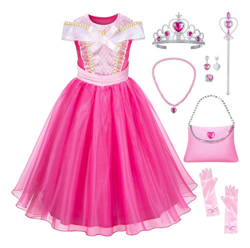 Disfraz De Princesa Aurora Para Niñas, Talla 4- 0