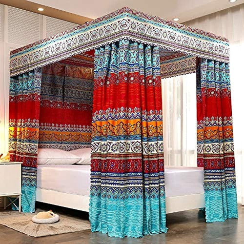 Pangzi Bohemian 4 Corner Post Bed Curtain Canopy Bed Curtain 0