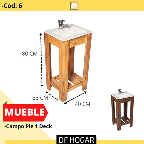 DF Hogar Vanitory Estilo Campo De 40 Cm + Bacha De Marmolina 1