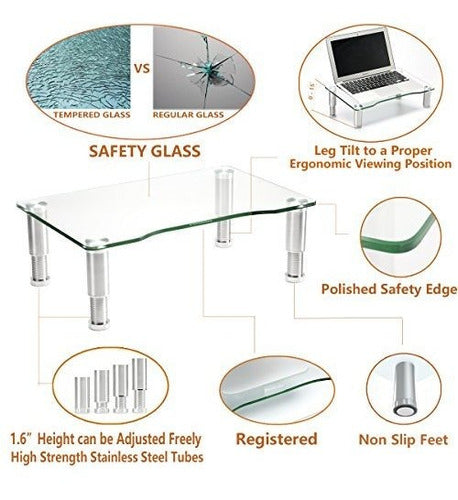 Hemudu Elevador Para Monitor De Computadora De Vidrio Templado 1