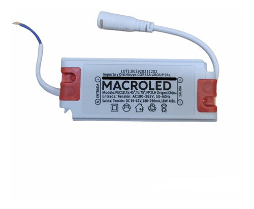 Macroled Driver Fuente Para Panel Led 18W De Embutir/Aplicar 0