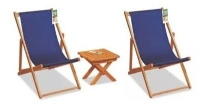 Ecomadera Set of 2 Folding Recliners + 40x40 Folding Table 1