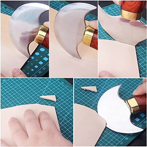 Plantional Leather Round Head Knife with Wooden Handle - Leather Working Tool for Precision Cutting (Small) 2