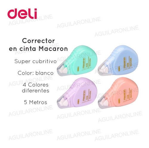 Cinta Corrector Deli Macaron 5 Metros Colores Surtido 1