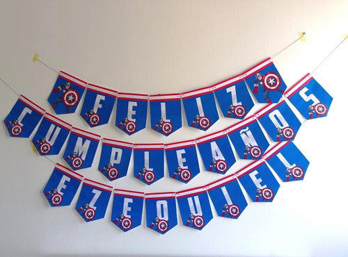 Banderines Capitán América Cumpleaños Decoración 0