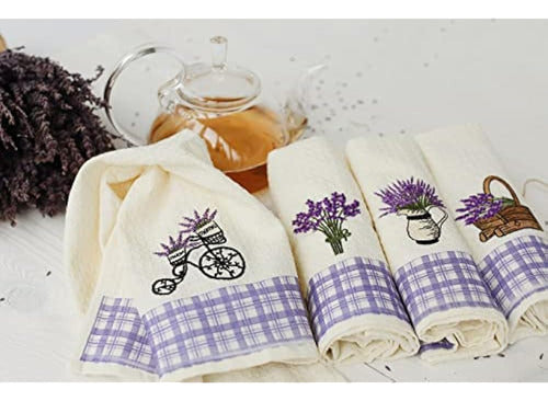 Lavien Home, Kitchen Towels Lavender Embroidered Super Absorbent 1