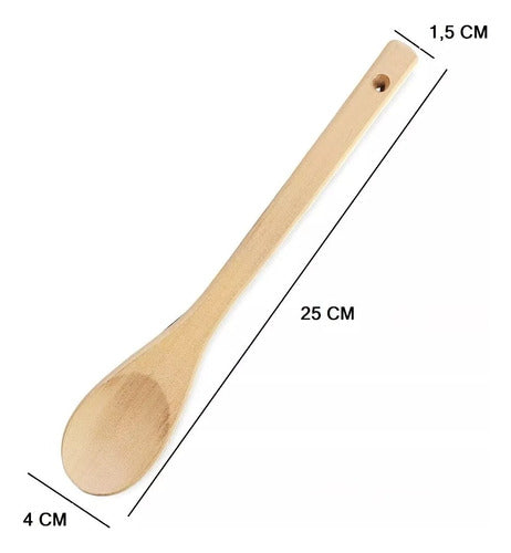 Set of 4 Wooden Kitchen Cooking Spoons Gastronomic Chef 25cm 1